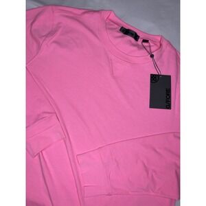 NWT $125 G/Fore Golf Mens Luxe Crewneck Midlayer Long Sleeve T-Shirt Pink LARGE